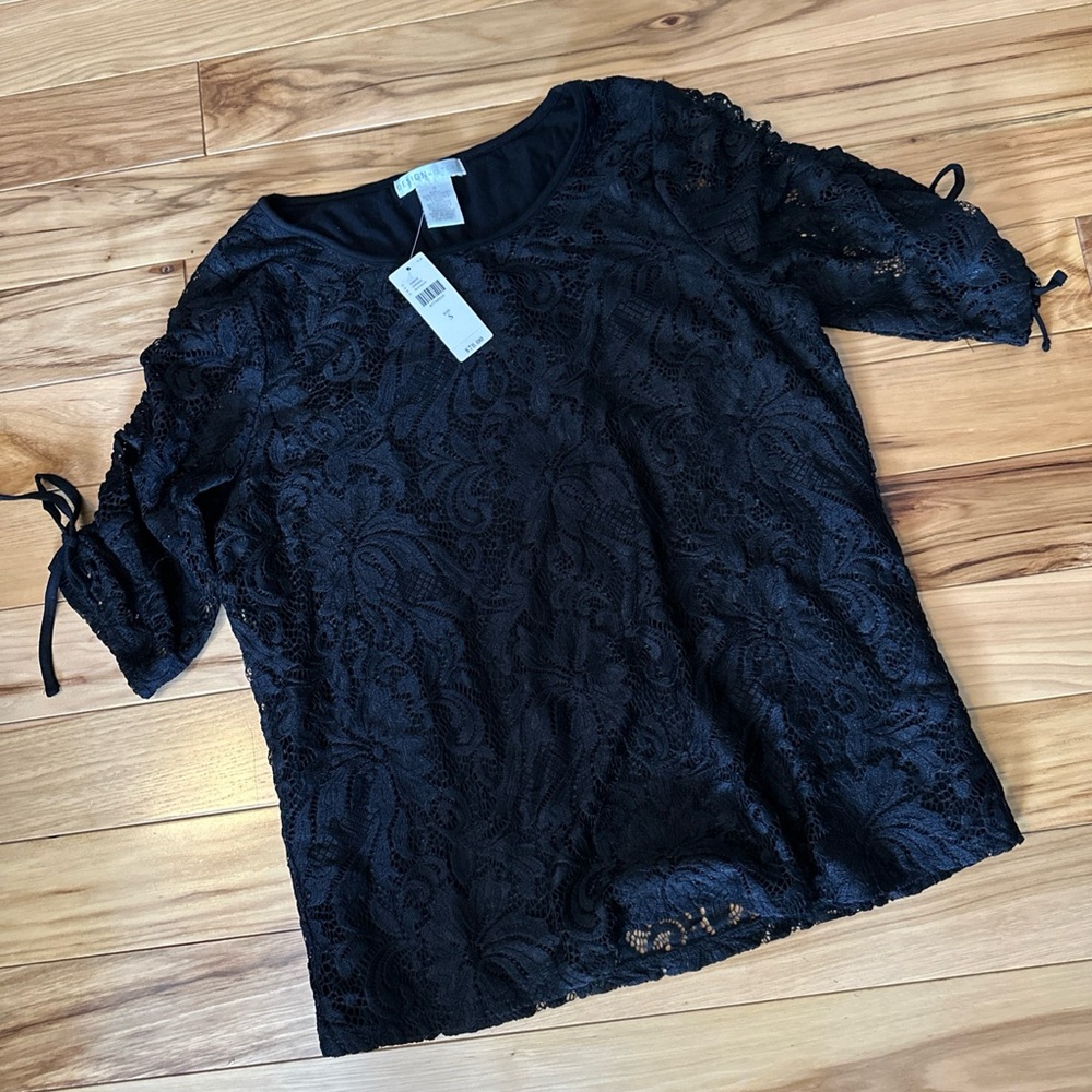 Anthropologie Design History Black Lace Lined Top! Small NWT! Gorgeous!!